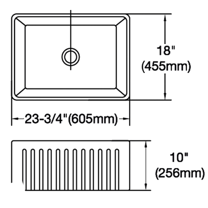Baiachi 605X455X255mm Butler Farmhouse Fireclay Kitchen Laundry Sink Antique Bronze Waste