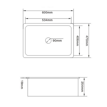 Baiachi 600X470X254mm Butler Farmhouse Kitchen Laundry Ceramic Sink Brushed Copper Waste