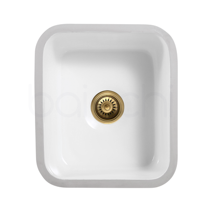 Baiachi Ceramic Kitchen and Laundry Sink Undermount Brushed Gold Waste
