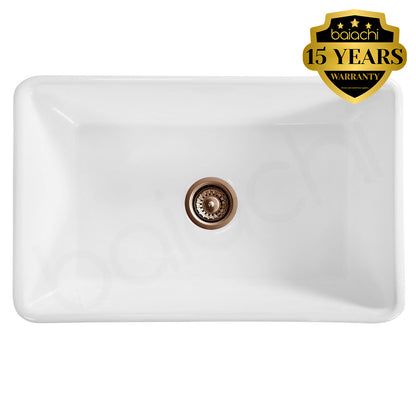 Baiachi 765X455X255mm Butler Farmhouse Fireclay Kitchen Laundry Sink Brushed Copper Waste