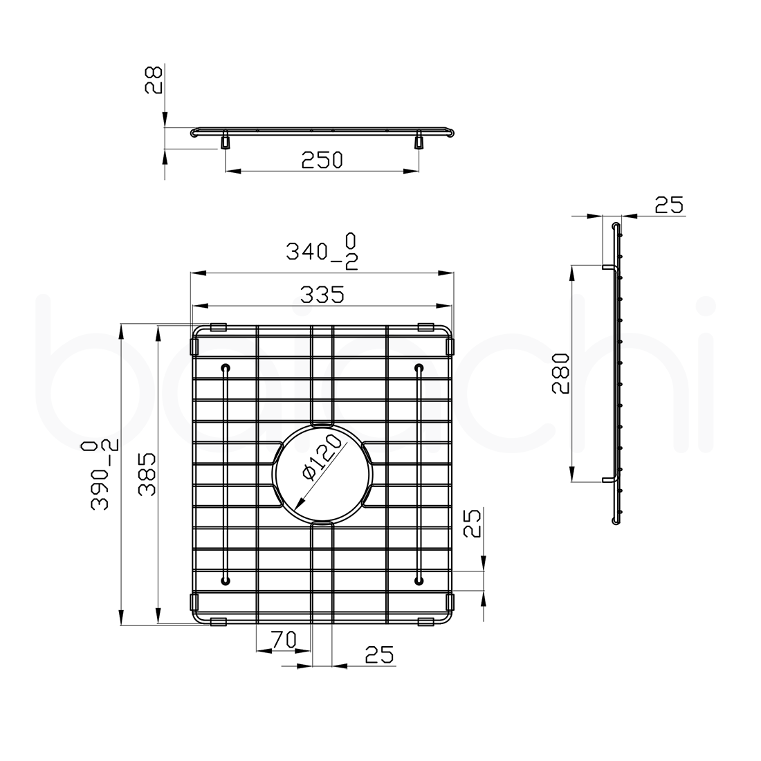 Baiachi Kitchen Sink Grid Brushed Copper