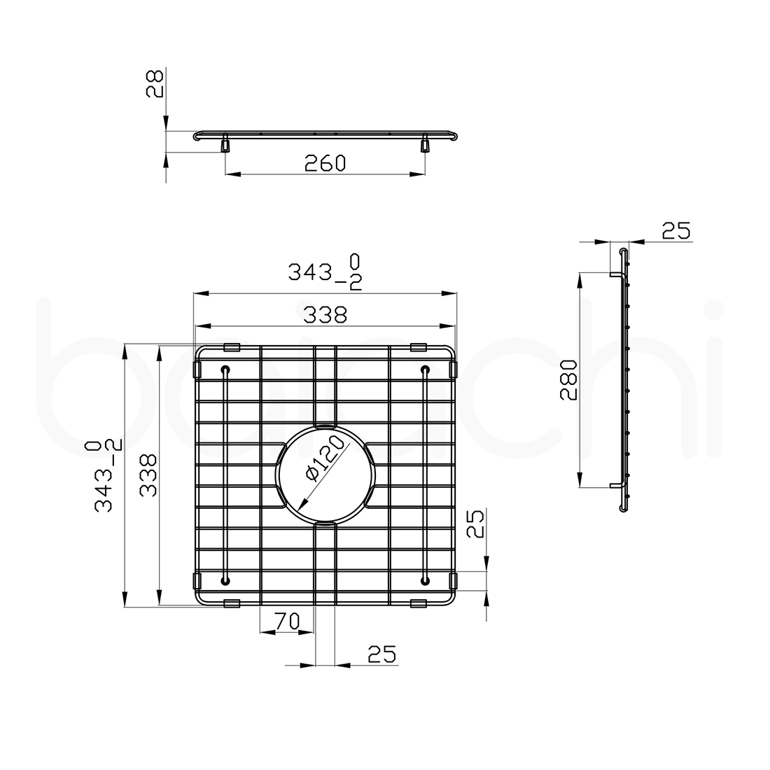 Baiachi Kitchen Sink Grid Gun Metal
