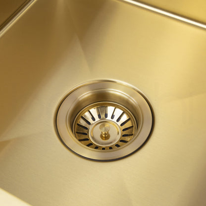 340X440mm Handmade Laundry Kitchen Sink Top/Under Mount Brushed Gold