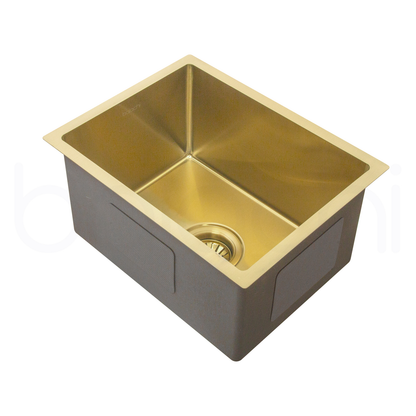 340X440mm Handmade Laundry Kitchen Sink Top/Under Mount Brushed Gold