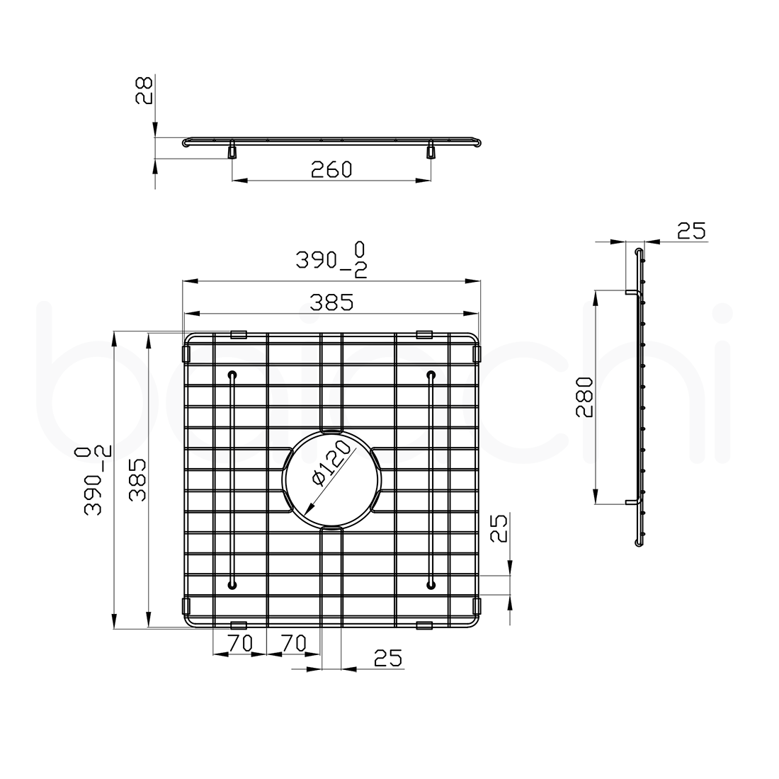 Baiachi Kitchen Sink Grid Brushed Copper
