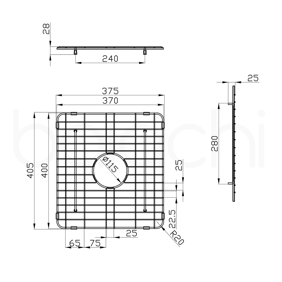 Baiachi Kitchen Sink Grid Brushed Gold