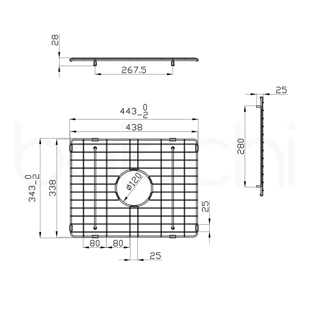 Baiachi Kitchen Sink Grid Brushed Gold