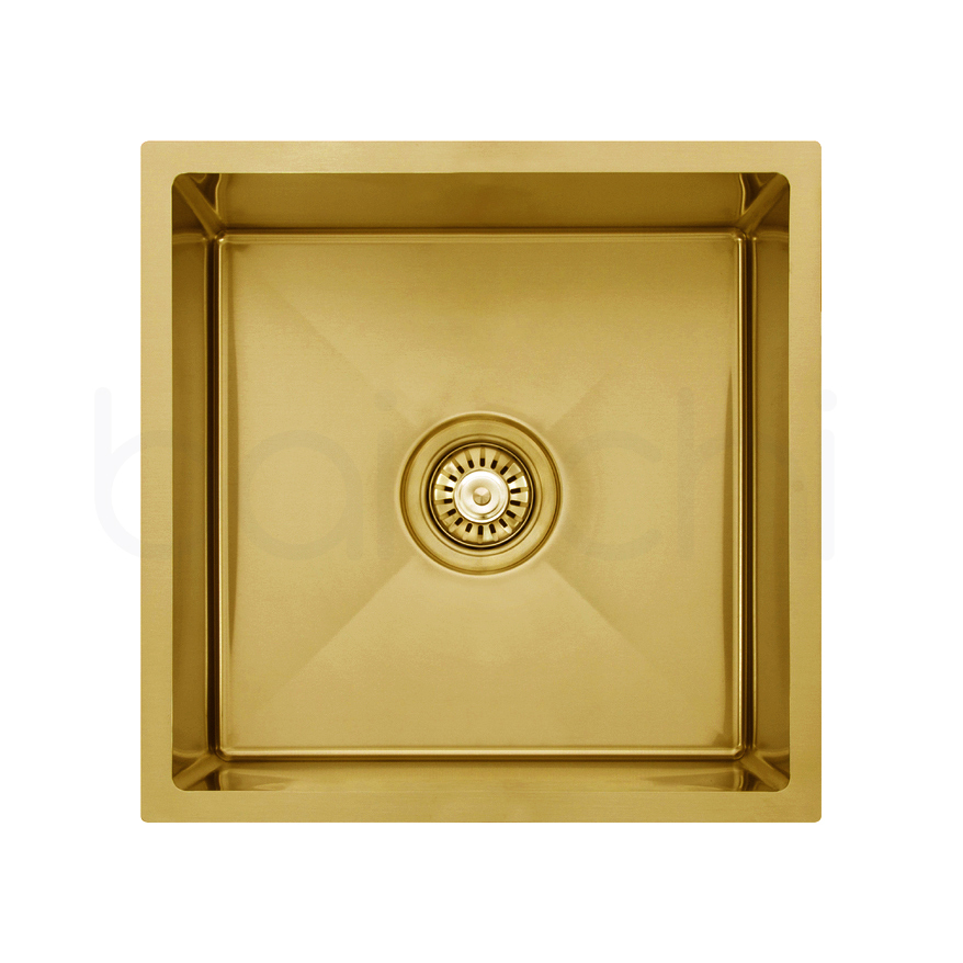 440X440mm Handmade Laundry Kitchen Sink Top/Under Mount Brushed Gold