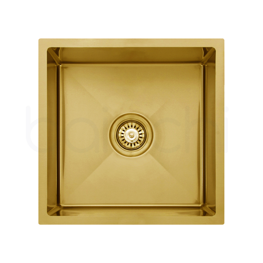 440X440mm Handmade Laundry Kitchen Sink Top/Under Mount Brushed Gold