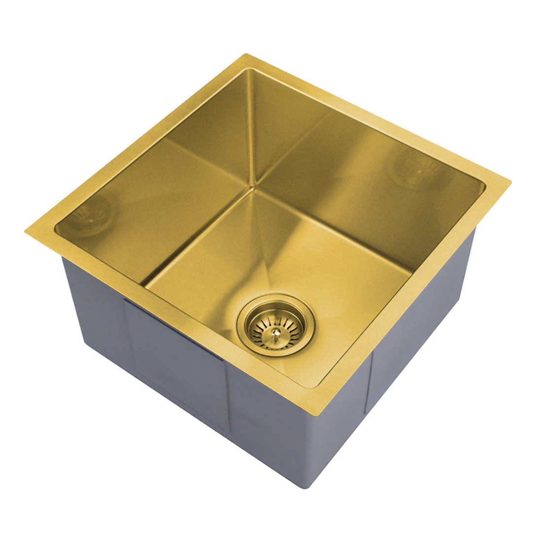 440X440mm Handmade Laundry Kitchen Sink Top/Under Mount Brushed Gold
