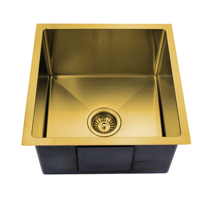 440X440mm Handmade Laundry Kitchen Sink Top/Under Mount Brushed Gold