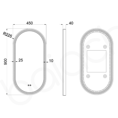 Baiachi Cora Oval 450mmx900mm Frame Mirror Brushed Silver