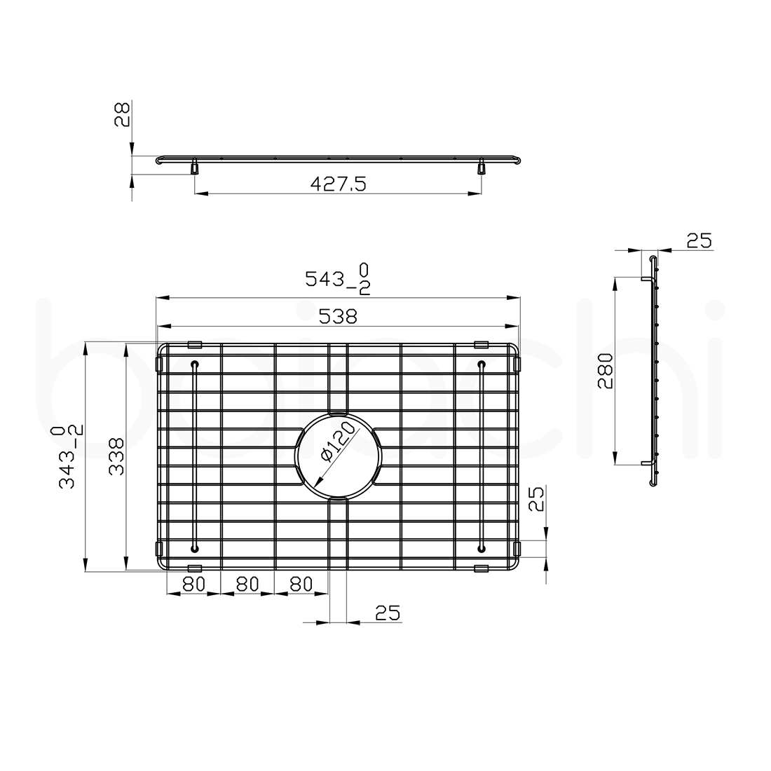 Baiachi Kitchen Sink Grid Brushed Copper