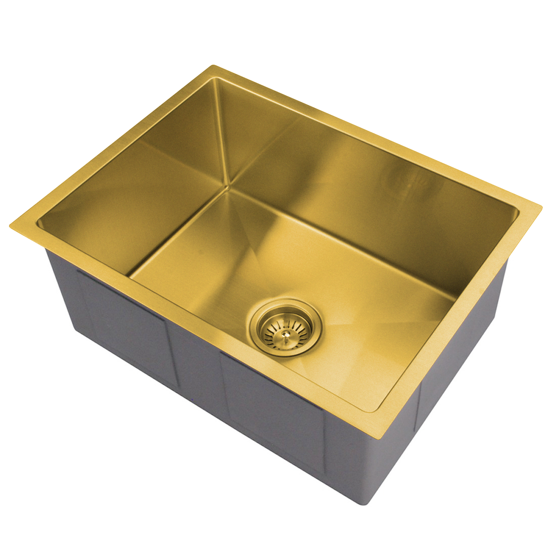 Baiachi 550x450 Handmade Kitchen and Laundry Stainless Steel Sink Single Bowl Top Undermount Brushed Gold