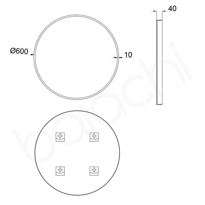 Baiachi Otus Round 600mm Frame Mirror Matte Black