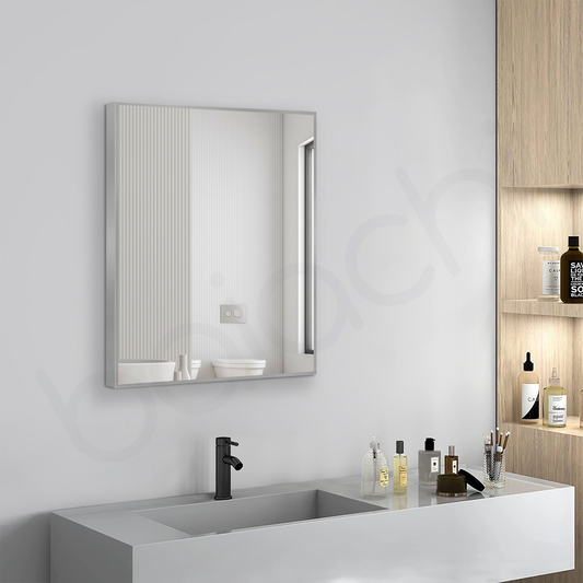 Baiachi Eden Square 600mmx750mm Frame Mirror Brushed Silver