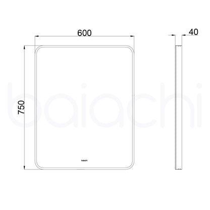 Baiachi Eden Square 600mmx750mm Frame Mirror Gun Metal