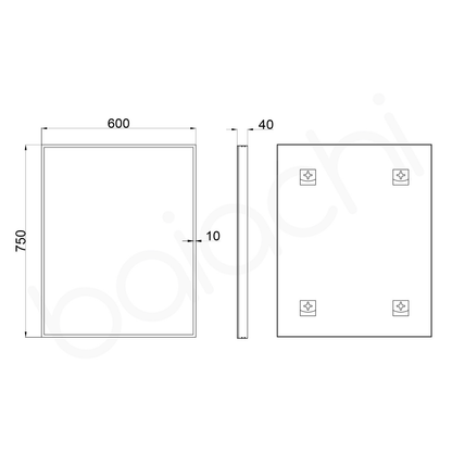 Baiachi Eden Square 600mmx750mm Frame Mirror Matte Black