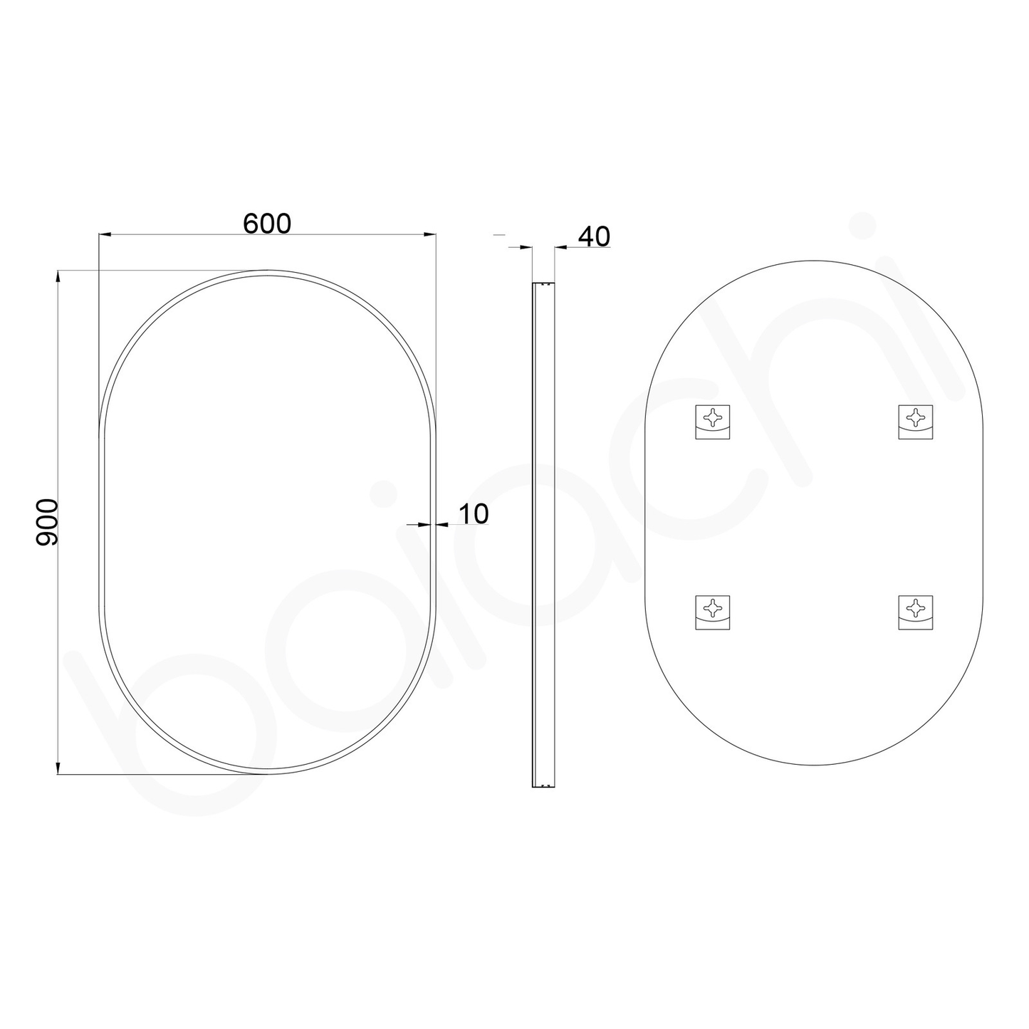 Baiachi Cora Oval 600mmx900mm Frame Mirror Brushed Gold