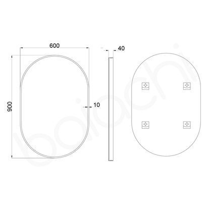 Baiachi Cora Oval 600mmx900mm Frame Mirror Brushed Gold