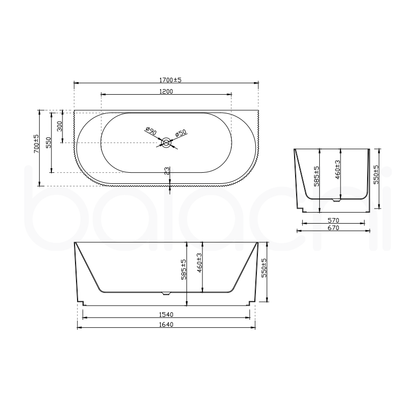 Baiachi Clara 1700 Fluted Back To Wall Freestanding Bath MK2