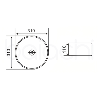 Baiachi 310mm Ceramic Above Counter Basin White
