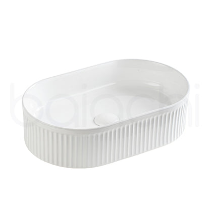 Baiachi 490x310mm Ceramic Above Counter Fluted Basin Matte White