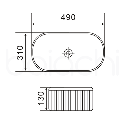 Baiachi 490x310mm Ceramic Above Counter Fluted Basin Matte White