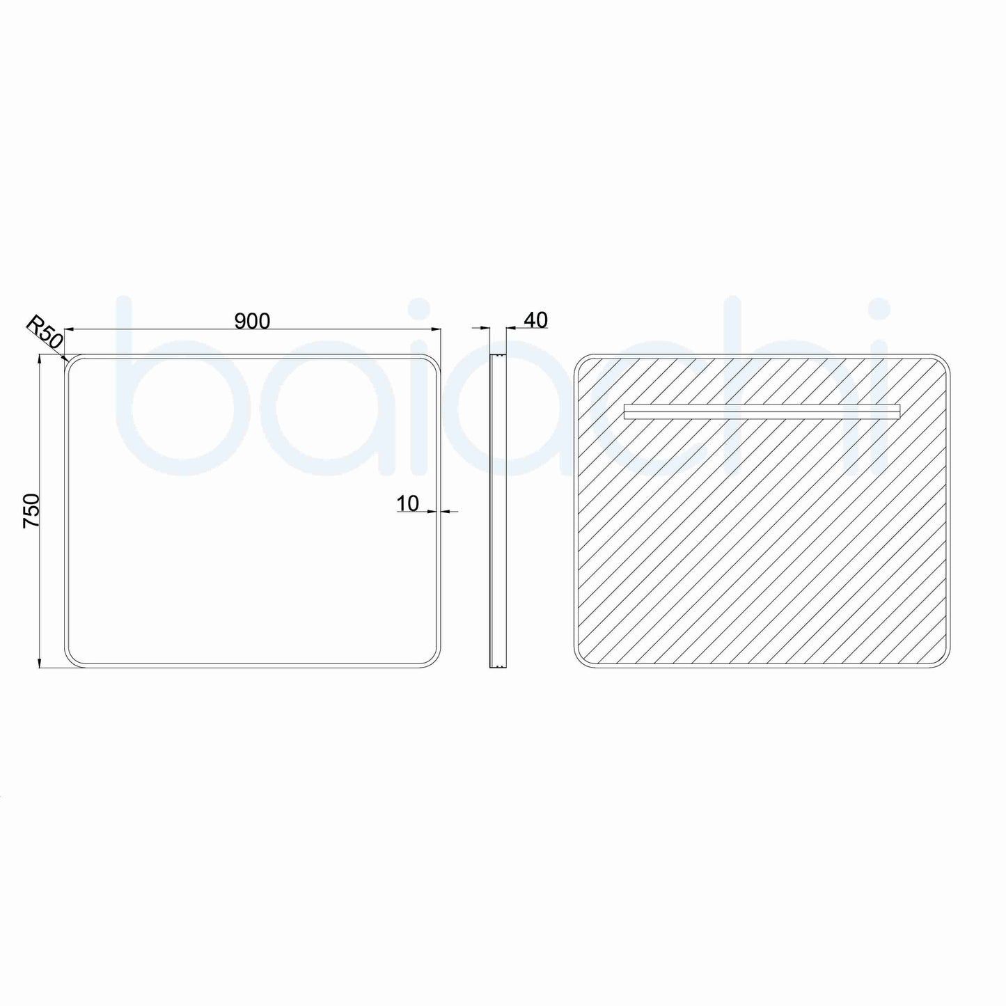 Baiachi Eden Rectangle 900mmx750mm Frame Mirror Brushed Silver