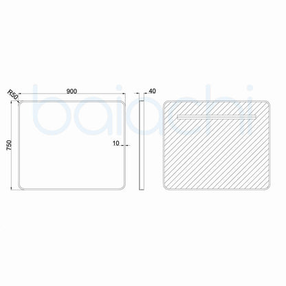 Baiachi Eden Rectangle 900mmx750mm Frame Mirror Gun Metal