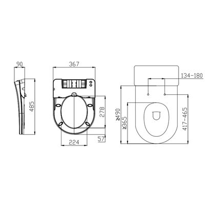 Non-Electric Bidet Toilet Seat Left Entry