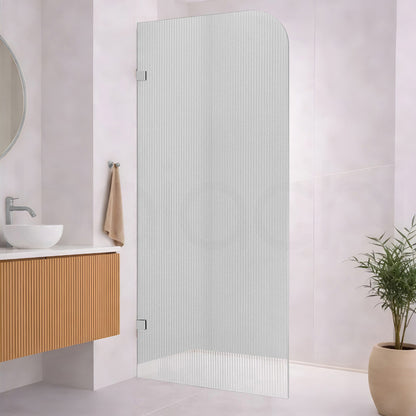 Baiachi 800mm Curved Fluted Glass Fixed Panel Shower Screen Chrome
