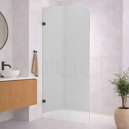 Baiachi 1200mm Curved Fluted Glass Fixed Panel Shower Screen Matte Black