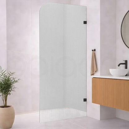 Baiachi 1200mm Curved Fluted Glass Fixed Panel Shower Screen Antique Brass