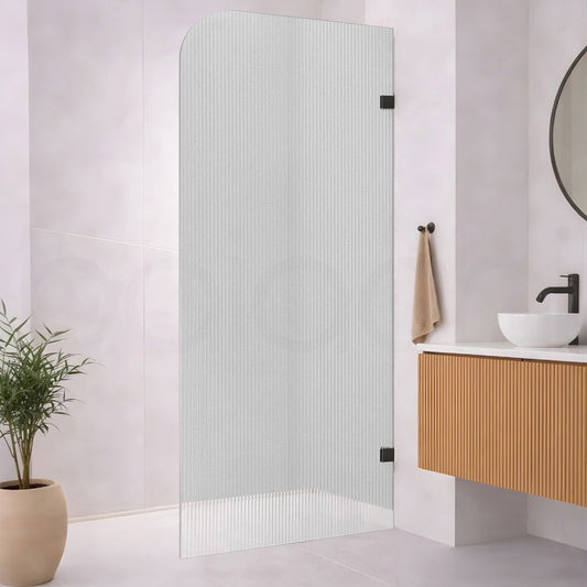 Baiachi 1200mm Curved Fluted Glass Fixed Panel Shower Screen Antique Brass