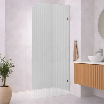Baiachi 1000mm Curved Fluted Glass Fixed Panel Shower Screen Chrome