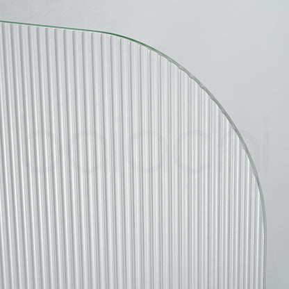 Baiachi 800mm Curved Fluted Glass Fixed Panel Shower Screen Antique Brass