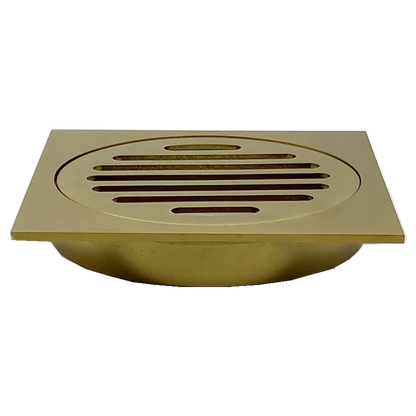 110X110mm Brushed Gold Bathroom Shower 100mm Floor Waste Drain Grate