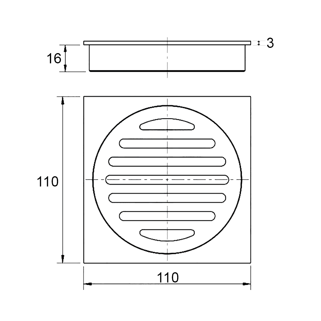 Baiachi 110X110mm Bathroom Shower 100mm Floor Waste Drain Brushed Copper