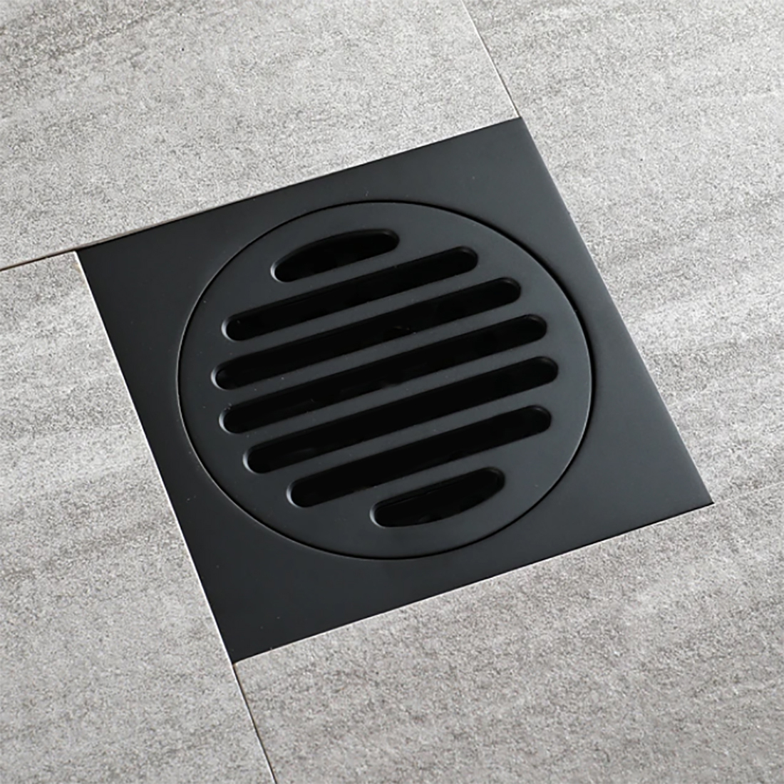 110X110mm Black Bathroom Shower 100mm Outlet Floor Waste Drain Grate