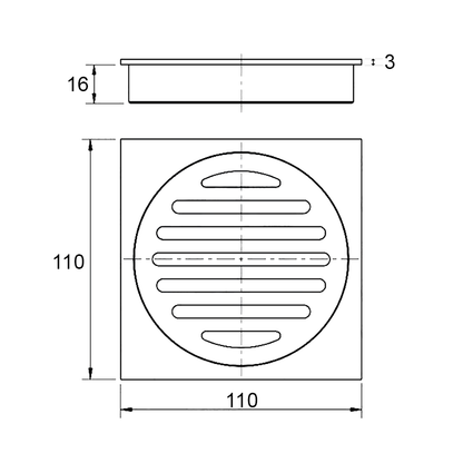 110X110mm Gun Metal Bathroom Shower 100mm Floor Waste Drain Grate