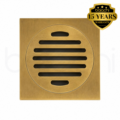 Baiachi 110X110mm Bathroom Shower 100mm Floor Waste Drain Polished Natural Brass