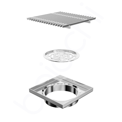 Baiachi 115mm Square Heelguard Floor Waste Gun Metal