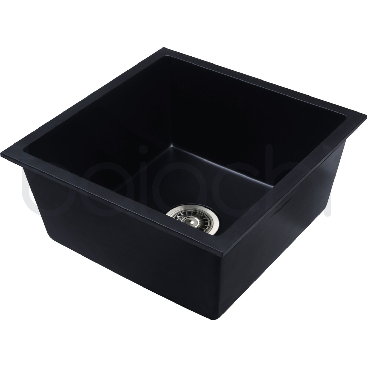 Baiachi 450 x 450 Single Bowl Granite Kitchen Sink Black with Gun metal Waste