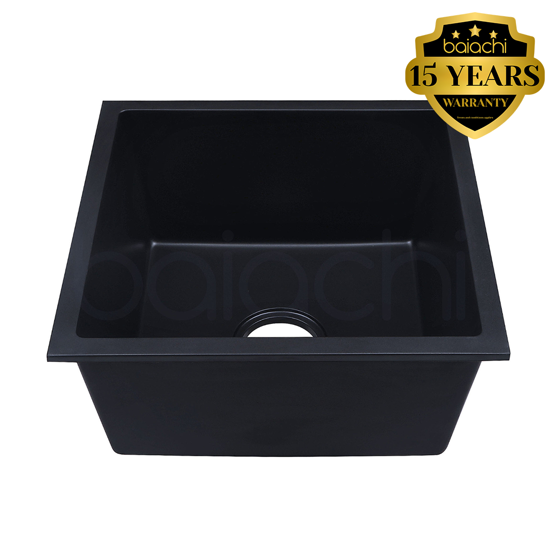 Baiachi 450 x 450 Single Bowl Granite Kitchen Sink Black