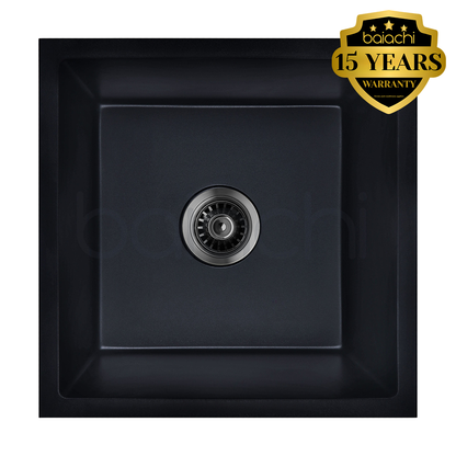 Baiachi 450 x 450 Single Bowl Granite Kitchen Sink Black