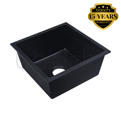 Baiachi 450 x 450 Single Bowl Granite Kitchen Sink Black