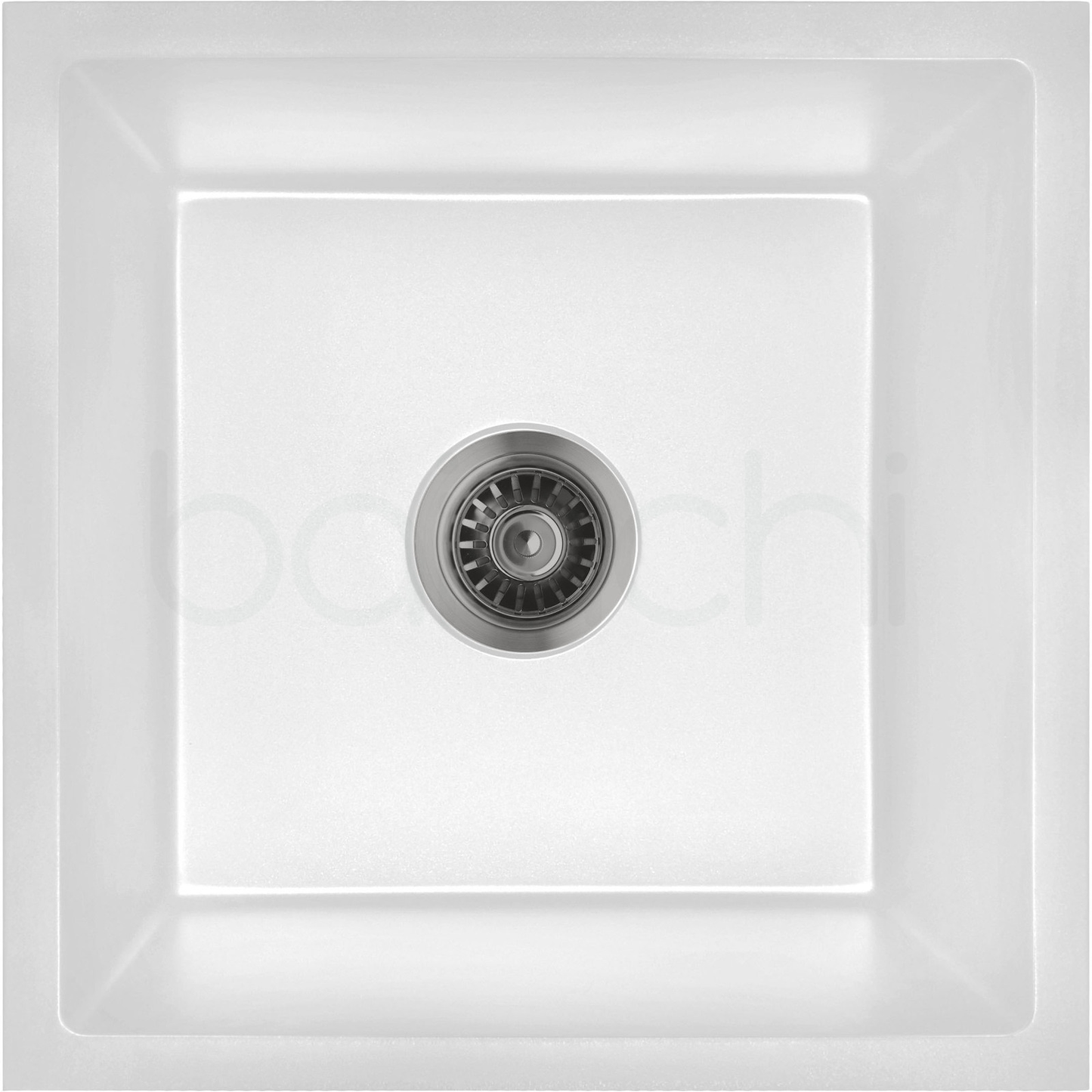 Baiachi 450 x 450 Single Bowl Granite Kitchen Sink White with Black Waste