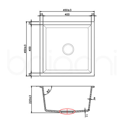 Baiachi 450 x 450 Single Bowl Granite Kitchen Sink White with Brushed Copper Waste