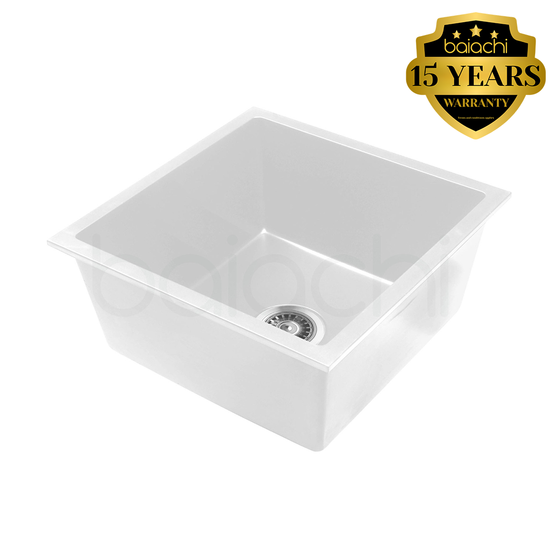 Baiachi 450 x 450 Single Bowl Granite Kitchen Sink White